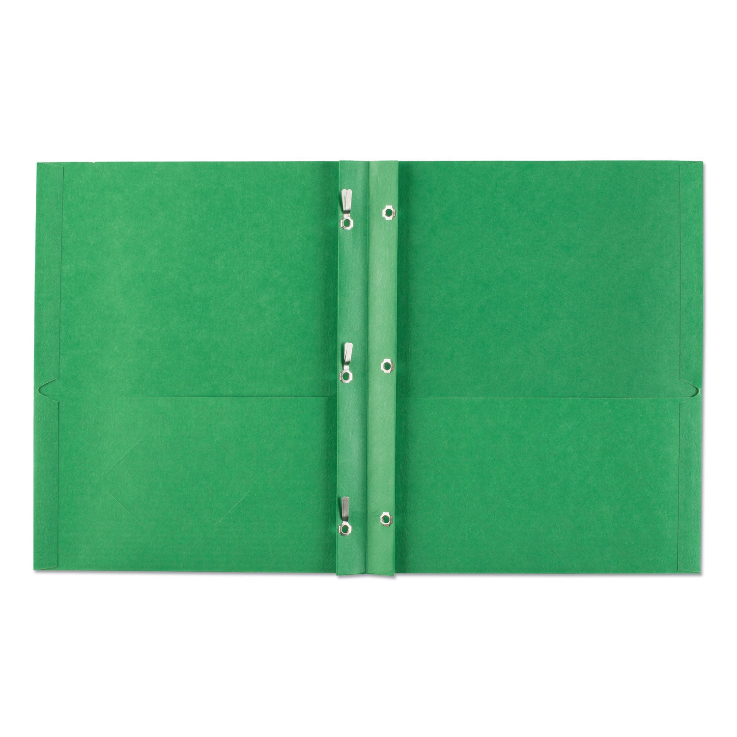 Two-Pocket Folder, Prong Fastener, 0.5" Capacity, 11 x 8.5, Green, 25/Box - 
