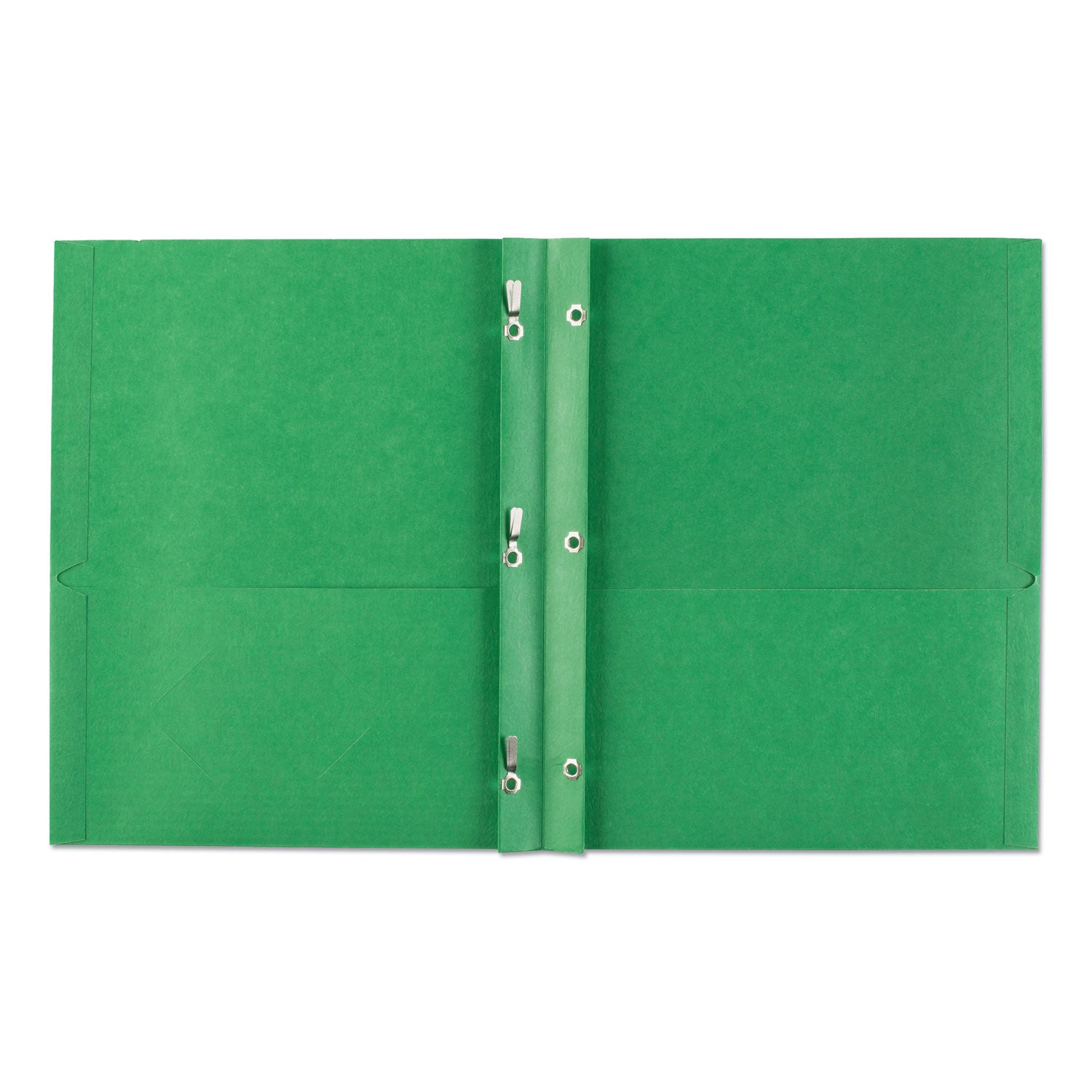 Two-Pocket Folder, Prong Fastener, 0.5" Capacity, 11 x 8.5, Green, 25/Box
