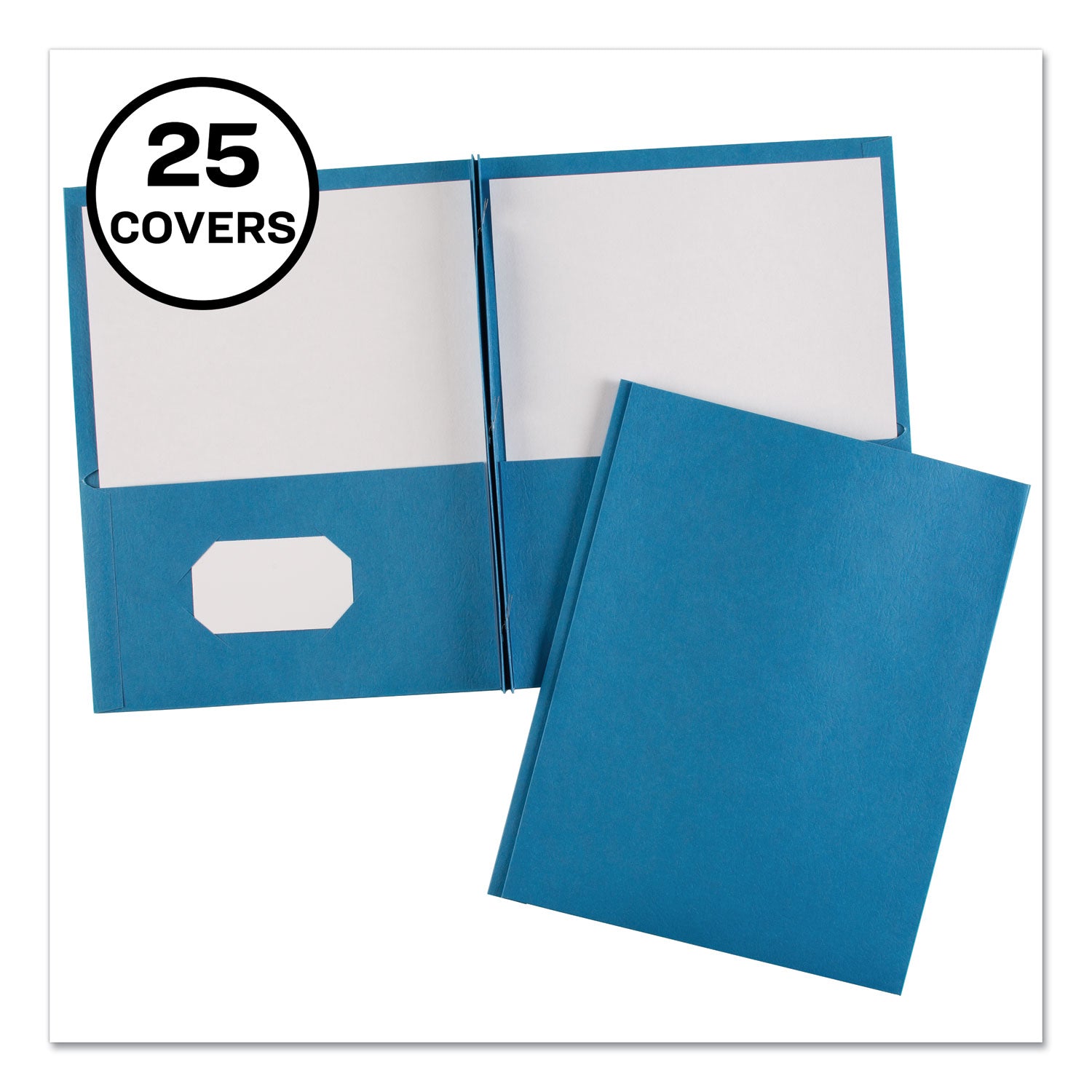 Two-Pocket Folder, Prong Fastener, 0.5" Capacity, 11 x 8.5, Light Blue, 25/Box - 