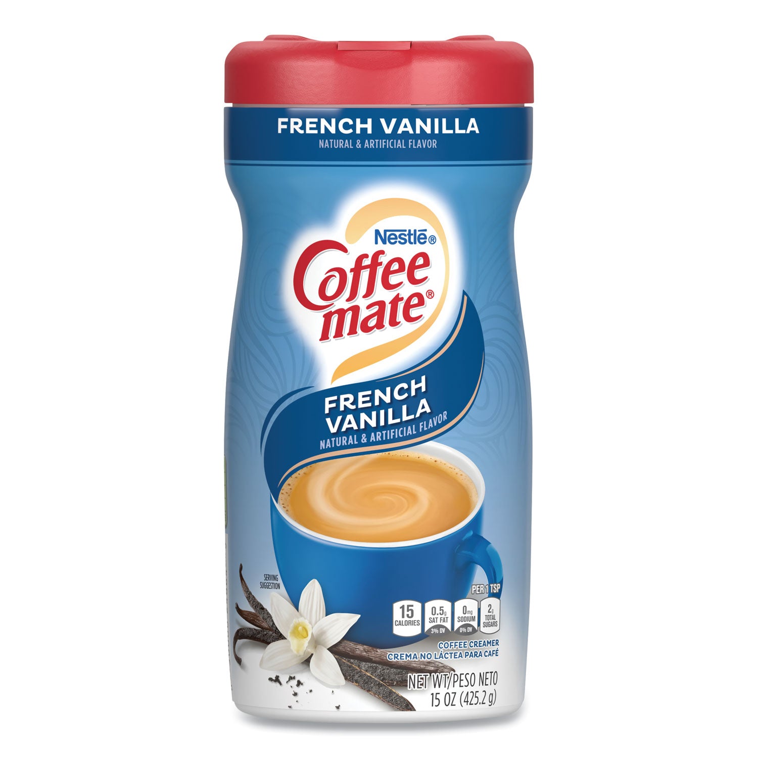 French Vanilla Creamer Powder, 15oz Plastic Bottle - 