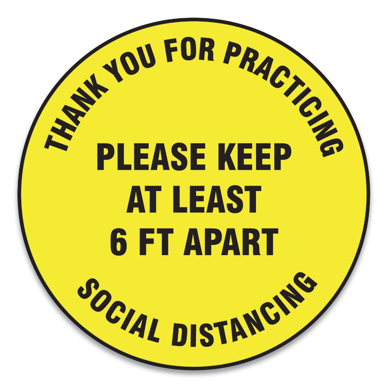 slip-gard-floor-signs-12-circlethank-you-for-practicing-social-distancing-please-keep-at-least-6-ft-apart-yellow-25-pk_gn1mfs426esp - 1