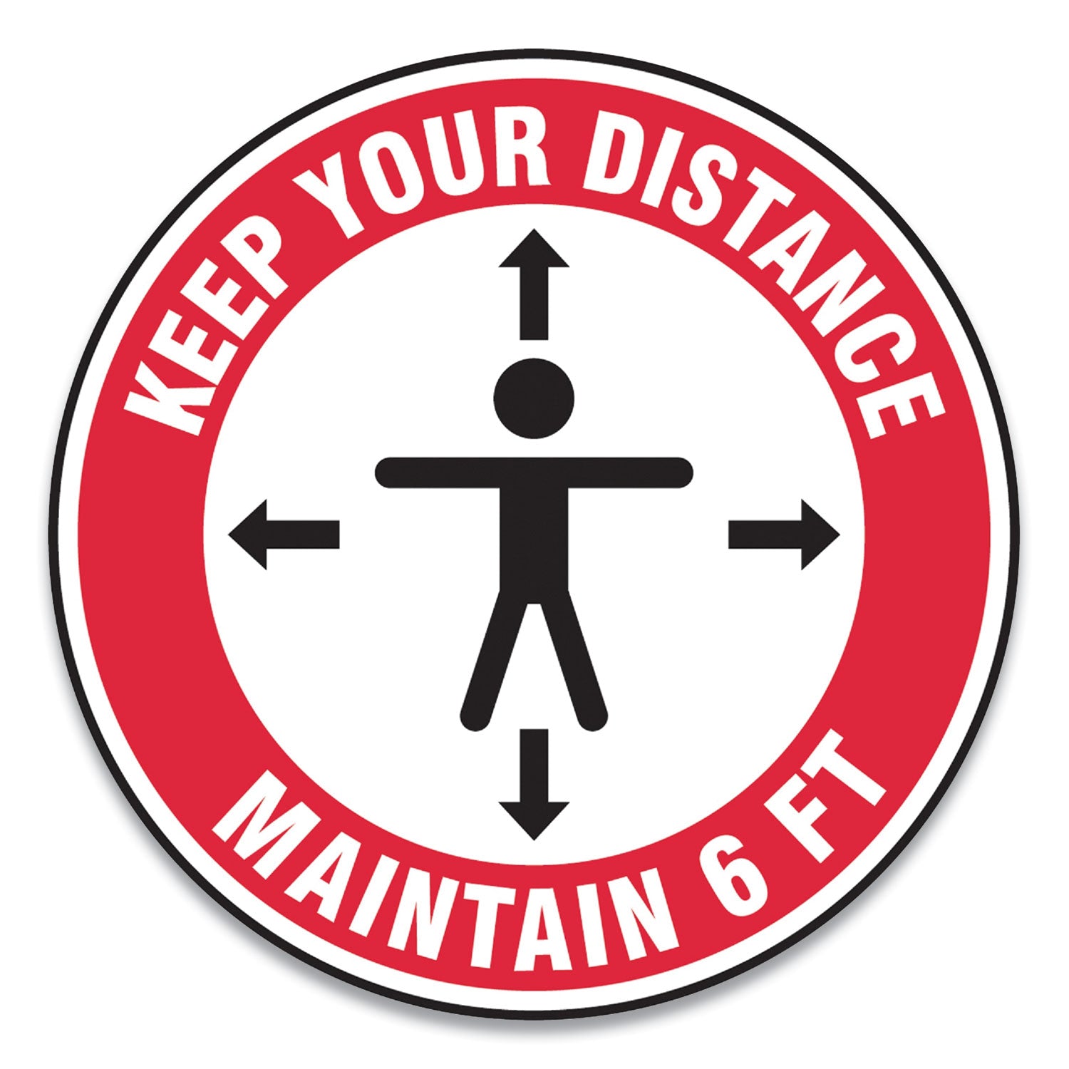 slip-gard-social-distance-floor-signs-17-circle-keep-your-distance-maintain-6-ft-human-arrows-red-white-25-pack_gn1mfs347esp - 1