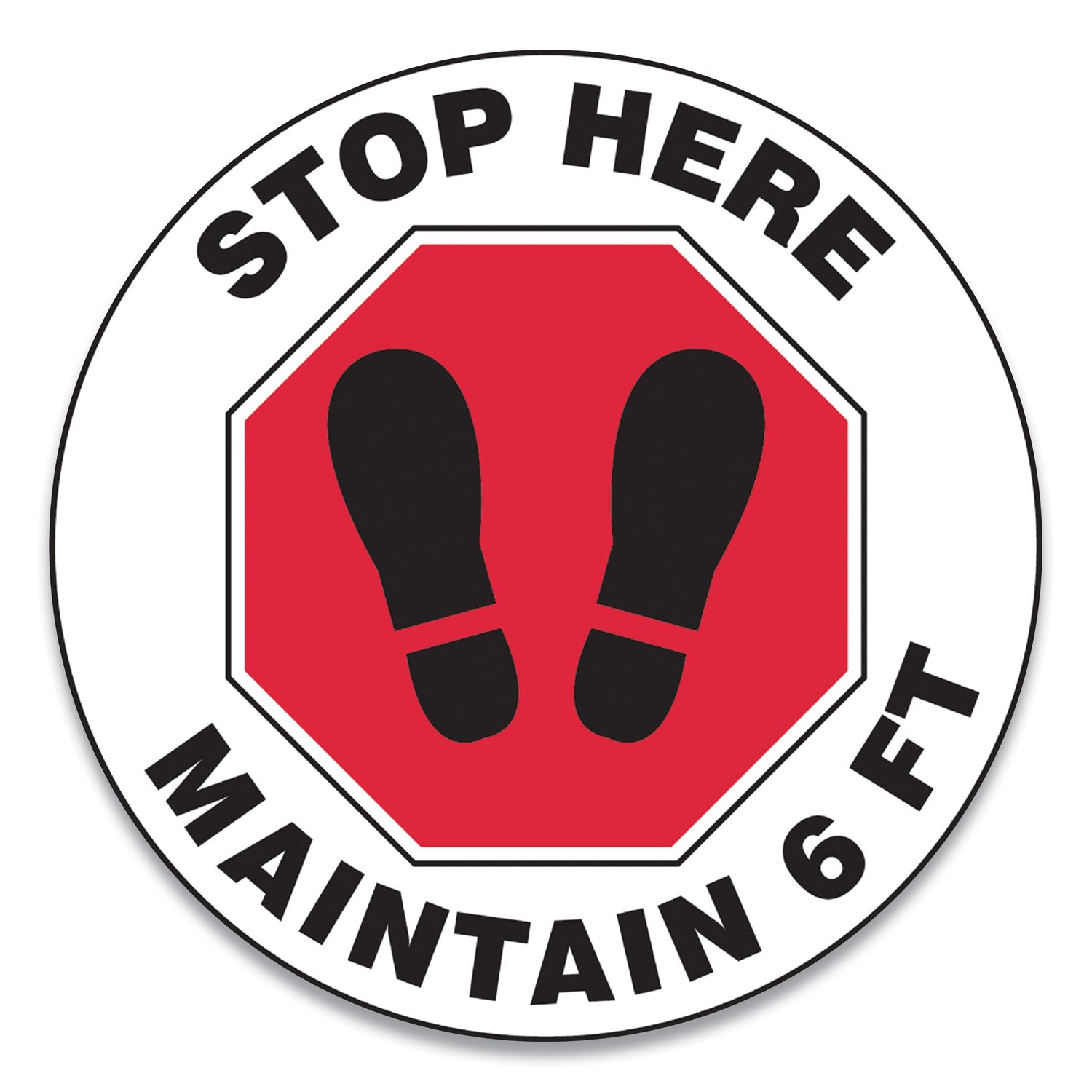 slip-gard-social-distance-floor-signs-12-circle-stop-here-maintain-6-ft-footprint-red-white-25-pack_gn1mfs388esp - 1