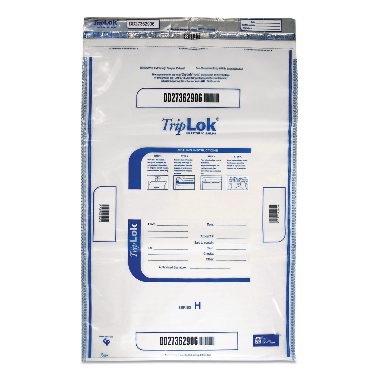 Deposit Bag, Plastic, 4 mil, 20 x 28, Clear, 50/Pack
