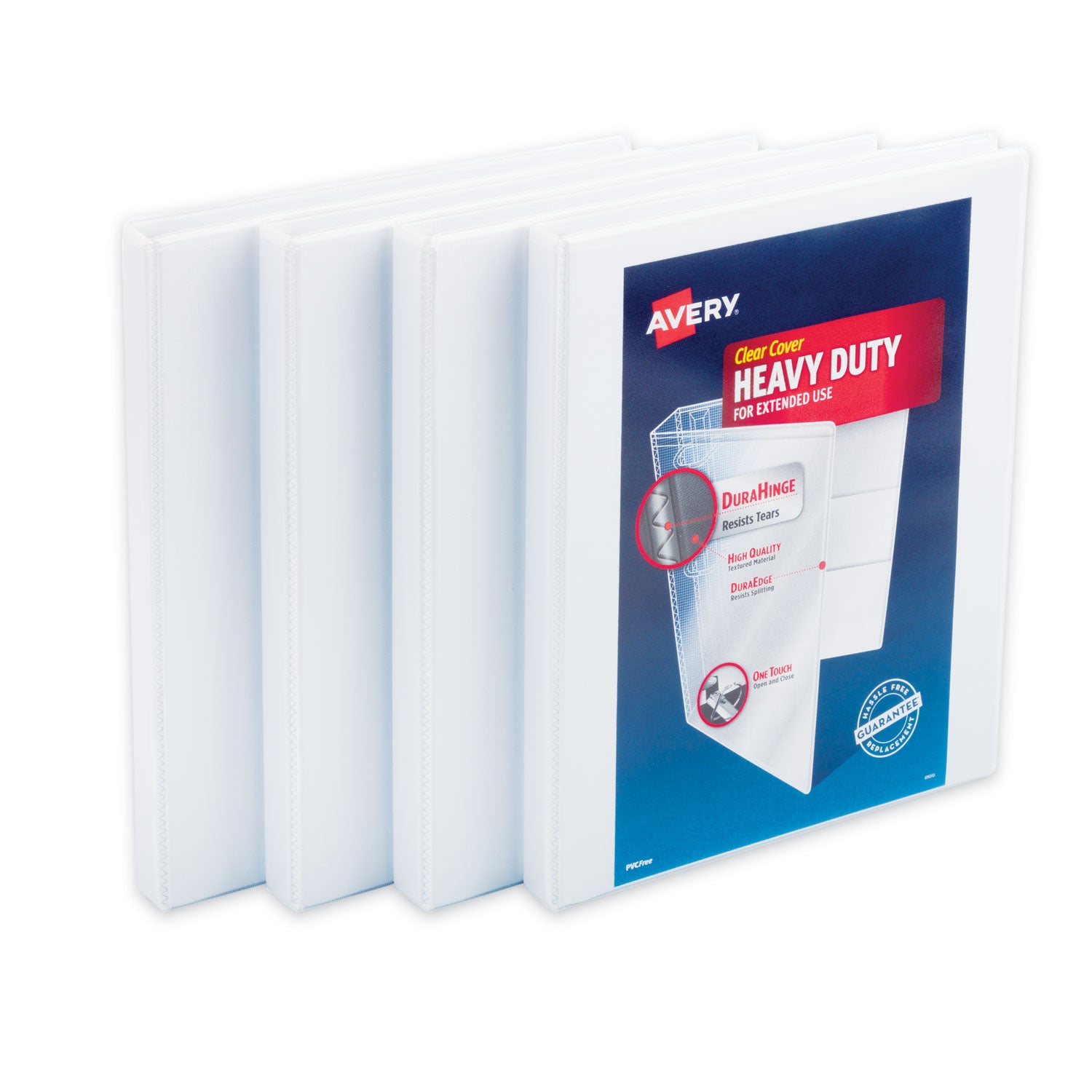 Heavy-Duty Non Stick View Binder with DuraHinge and Slant Rings, 3 Rings, 0.5" Capacity, 11 x 8.5, White, 4/Pack - 1