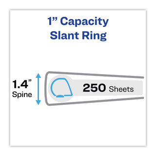 Heavy-Duty Non Stick View Binder with DuraHinge and Slant Rings, 3 Rings, 1" Capacity, 11 x 8.5, White, 4/Pack