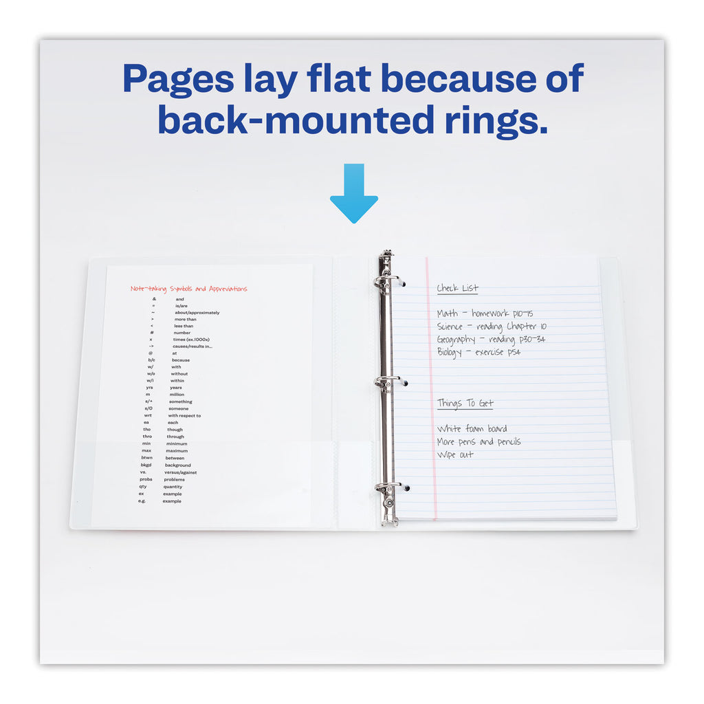 Heavy-Duty Non Stick View Binder with DuraHinge and Slant Rings, 3 Rings, 1" Capacity, 11 x 8.5, White, 4/Pack