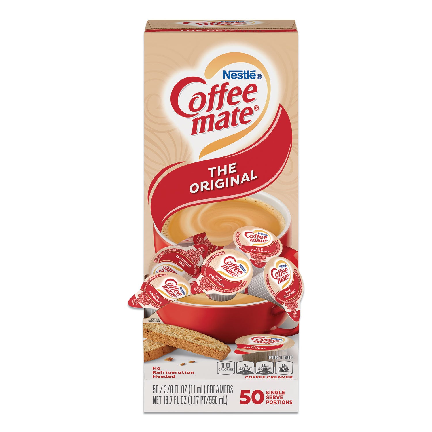 Liquid Coffee Creamer, Original, 0.38 oz Mini Cups, 50/Box - 