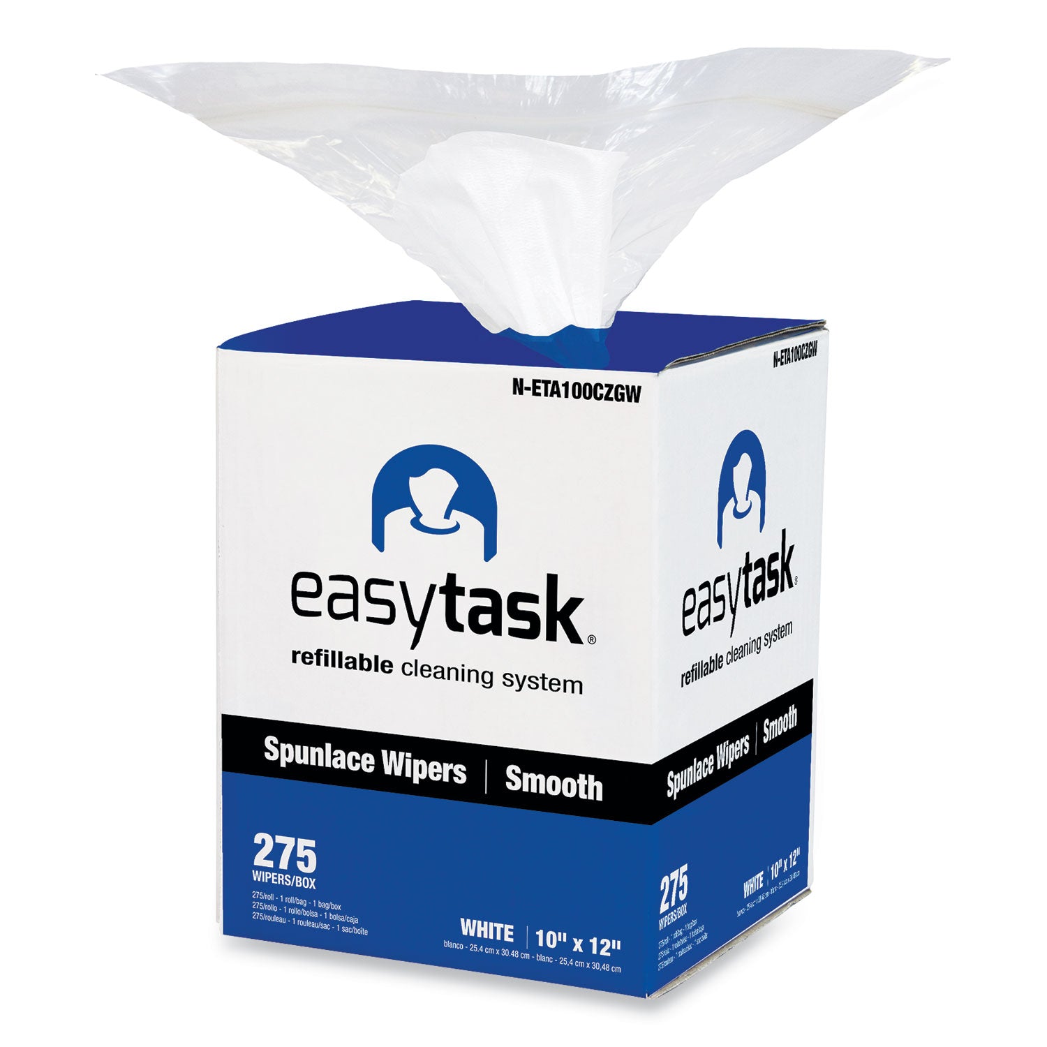 easy-task-a100-wiper-center-pull-1-ply-10-x-12-white-275-sheets-roll-with-zipper-bag_hosneta100czgw - 1