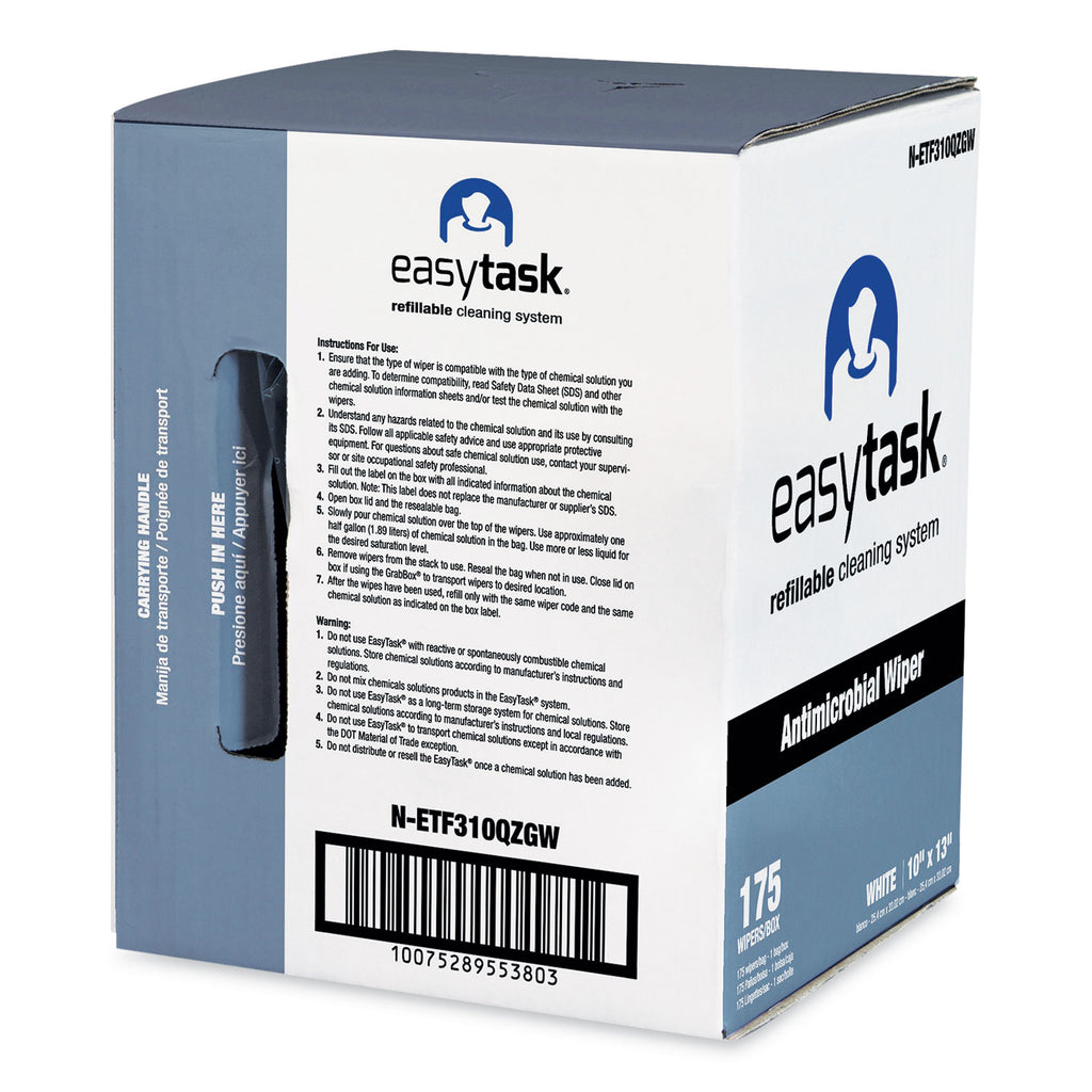 Easy Task F310 Wiper, Quarterfold, 1-Ply, 10 x 13, White, Zipper Bag, 175/Bag
