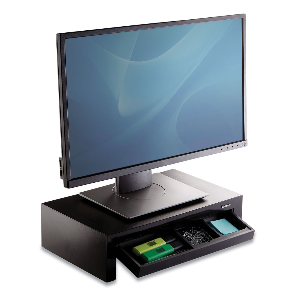 Designer Suites Monitor Riser, For 21" Monitors, 16" x 9.38" x 4.38" to 6", Black Pearl, Supports 40 lbs