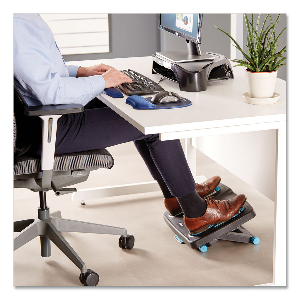 Energizer Foot Support, 17.88w x 13.25d x 4 to 6.5h, Charcoal/Blue/Gray - 