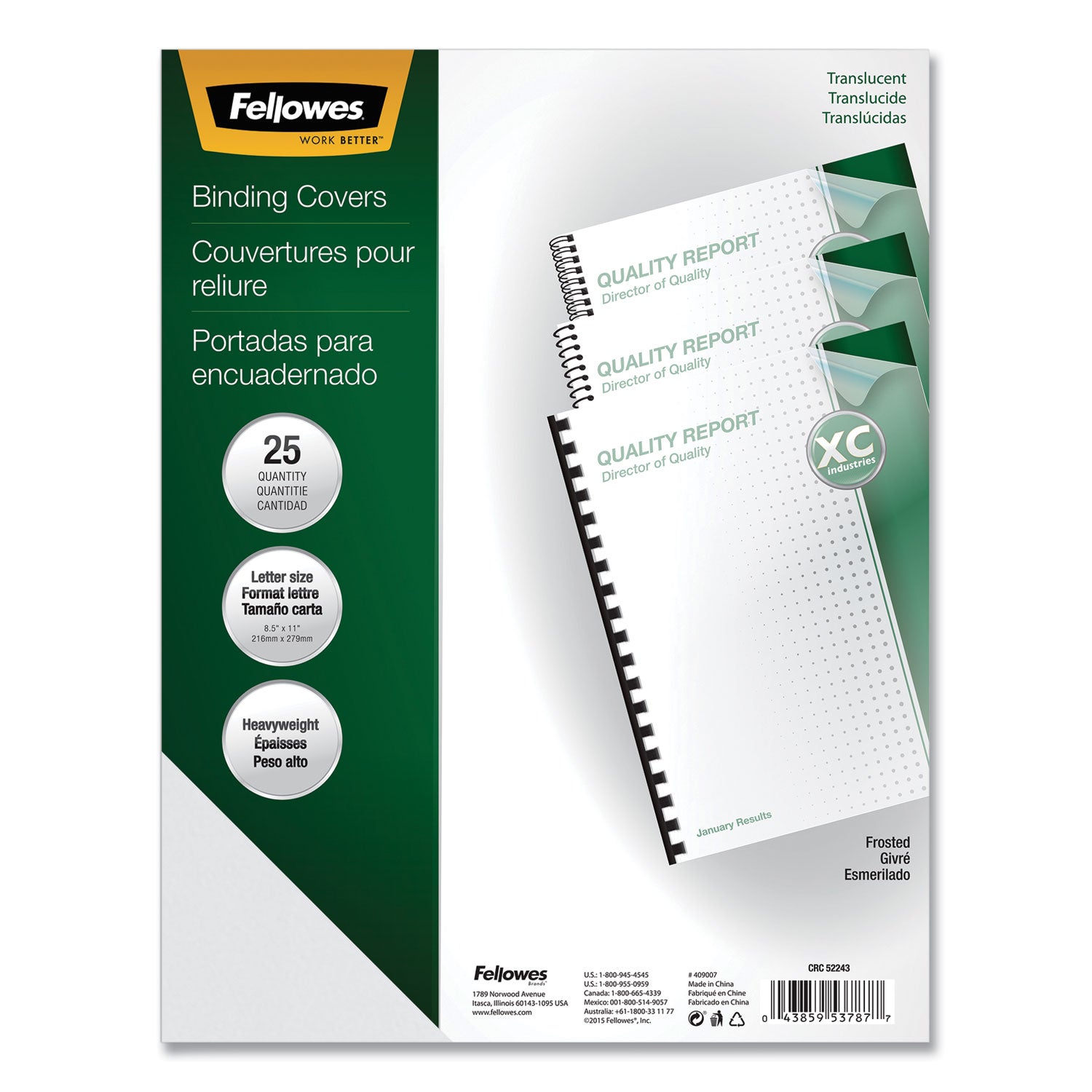 Futura Presentation Covers for Binding Systems, Frost, 11 x 8.5, Unpunched, 25/Pack - 