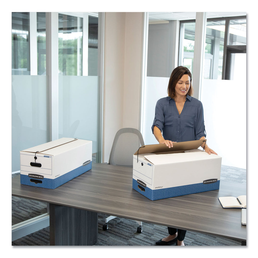 STOR/FILE Medium-Duty Strength Storage Boxes, Letter Files, 12.25" x 24.13" x 10.75", White/Blue, 4/Carton - 