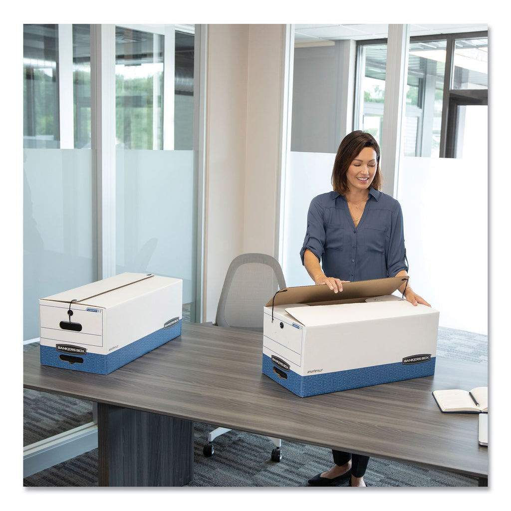 STOR/FILE Medium-Duty Strength Storage Boxes, Letter Files, 12.25" x 24.13" x 10.75", White/Blue, 12/Carton - 