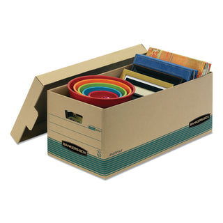 STOR/FILE Medium-Duty 100% Recycled Storage Boxes, Legal Files, 15.88" x 25.38" x 10.25", Kraft/Green, 12/Carton - 