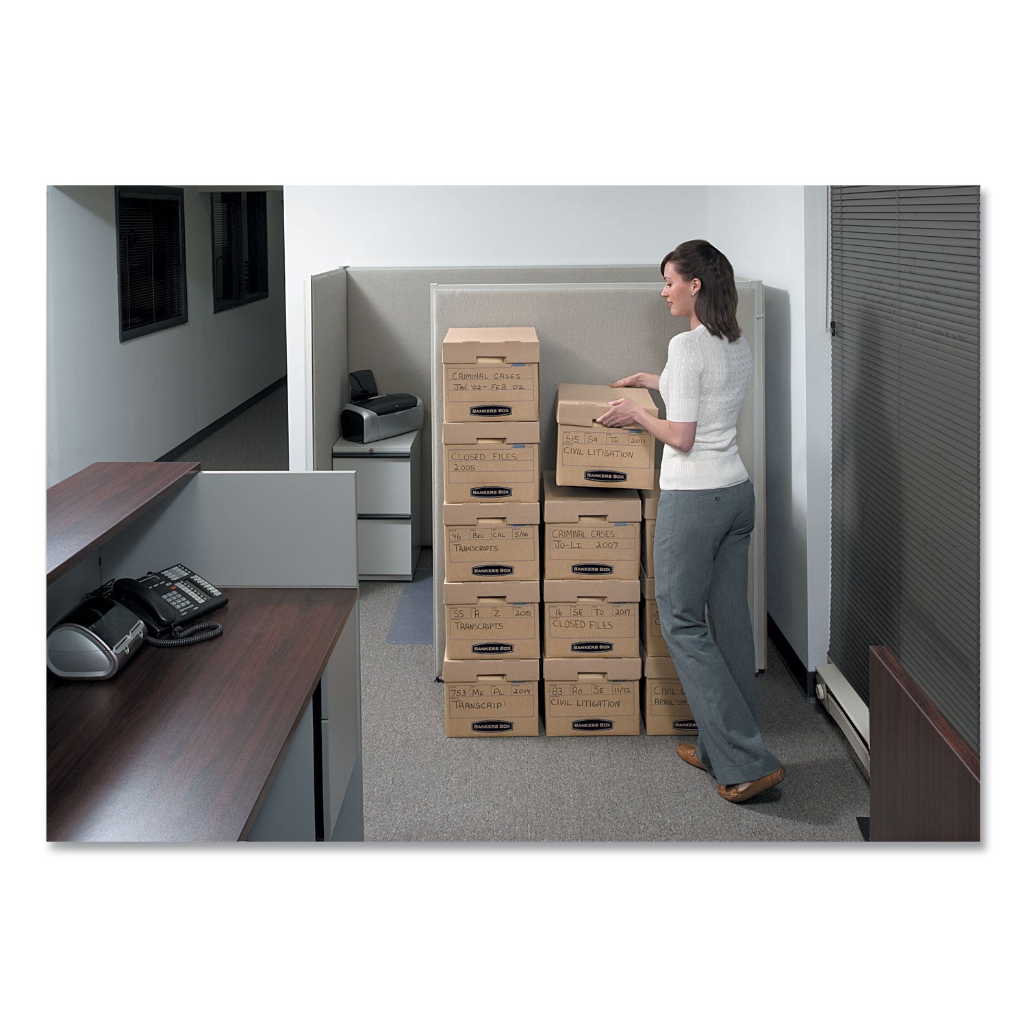Filing Box, Letter/Legal Files, 13" x 16.25" x 12", Kraft, 25/Carton - 