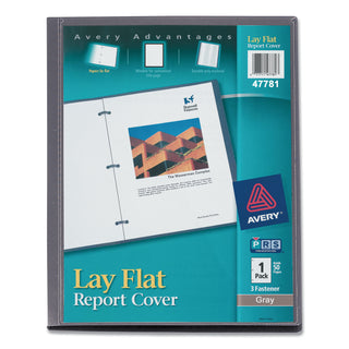 Lay Flat View Report Cover, Flexible Fastener, 0.5" Capacity, 8.5 x 11, Clear/Gray