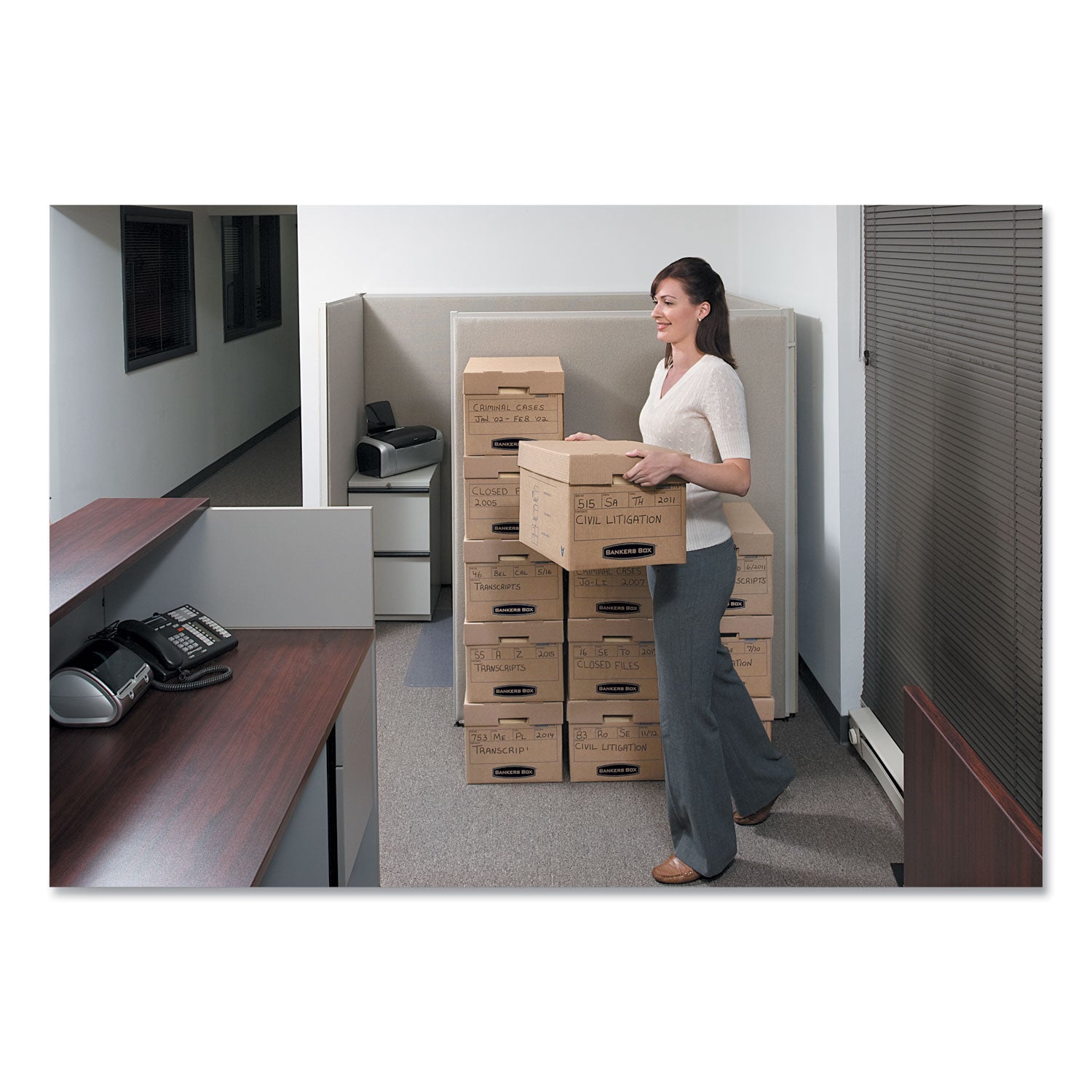 Filing Box, Letter/Legal Files, 13" x 16.25" x 12", Kraft, 25/Carton - 