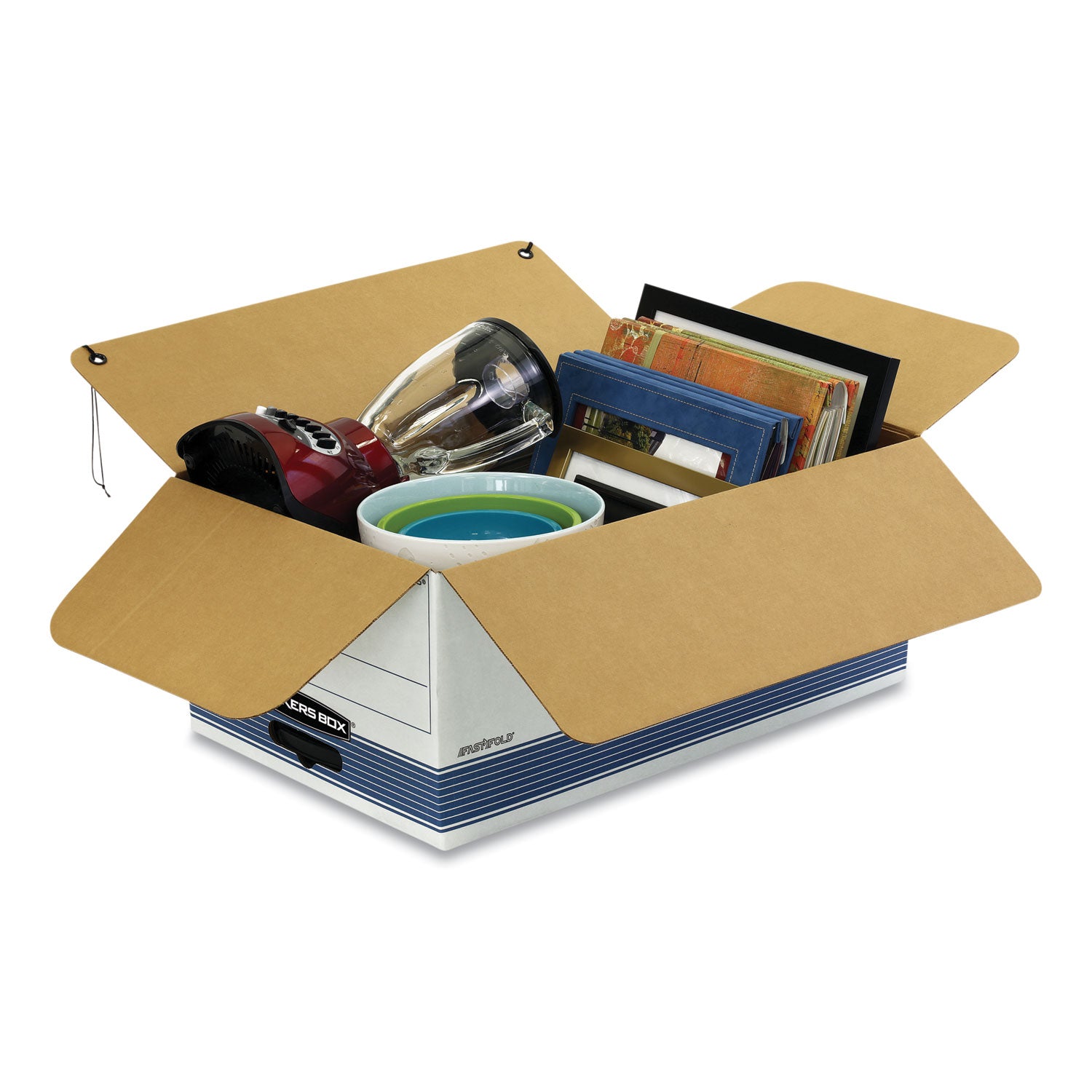 STOR/FILE Medium-Duty Strength Storage Boxes, Legal Files, 15.25" x 24.13" x 10.75", White/Blue, 12/Carton - 