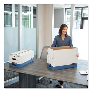 LIBERTY Heavy-Duty Strength Storage Boxes, Letter Files, 12.25" x 24.13" x 10.75", White/Blue, 12/Carton - 