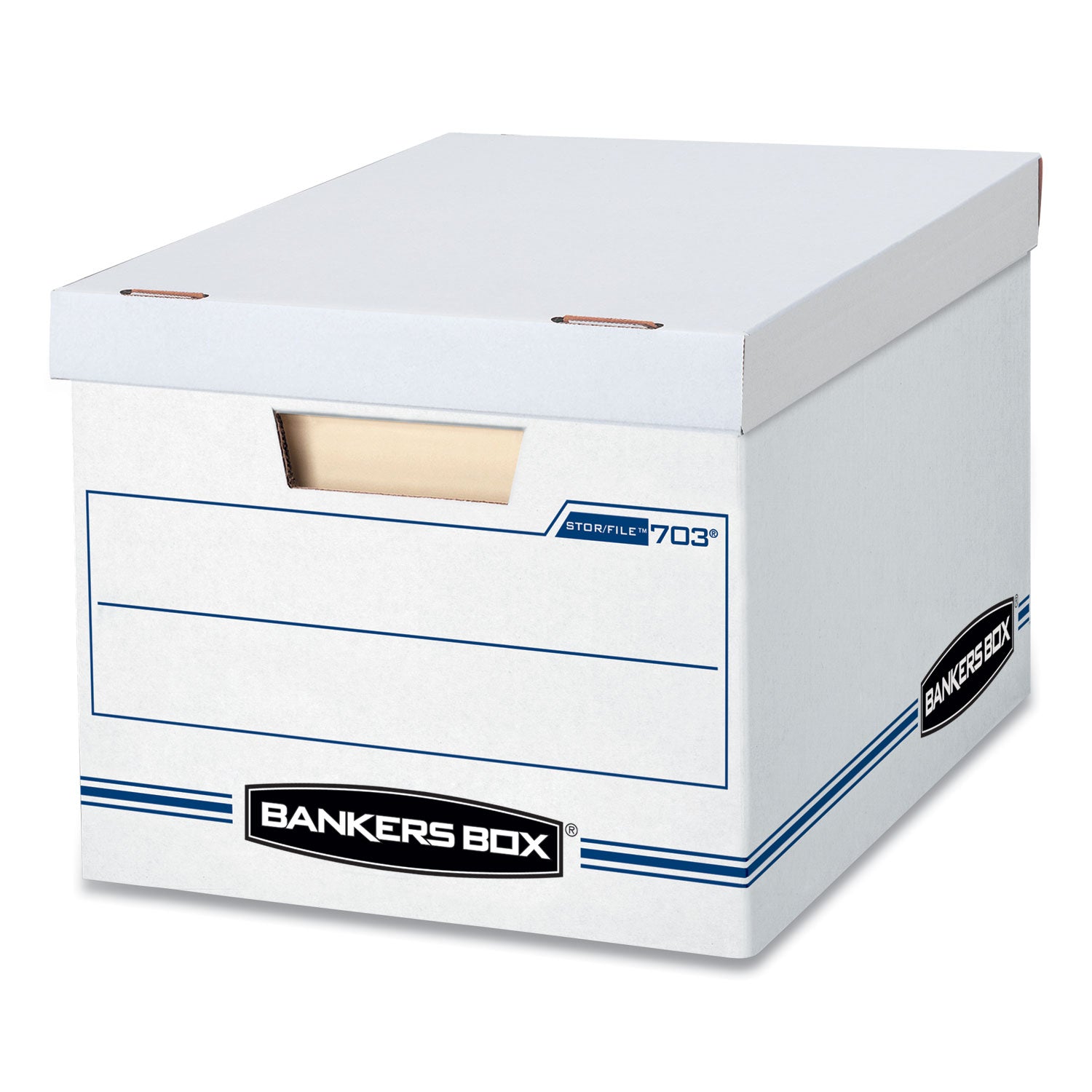 STOR/FILE Basic-Duty Storage Boxes, Letter/Legal Files, 12.5" x 16.25" x 10.5", White/Blue, 12/Carton - 