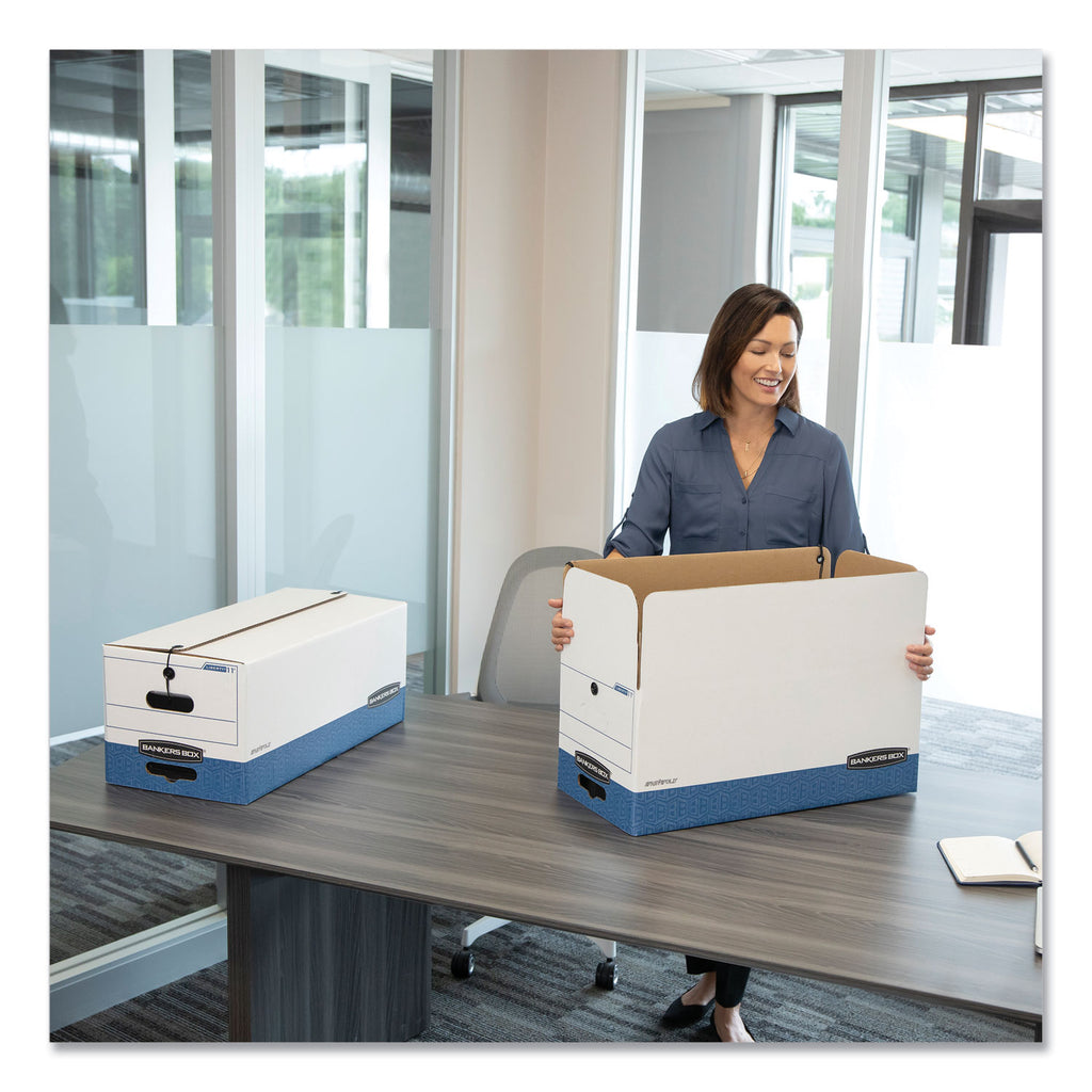 STOR/FILE Medium-Duty Strength Storage Boxes, Letter Files, 12.25" x 24.13" x 10.75", White/Blue, 12/Carton - 