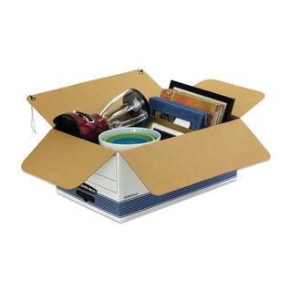 STOR/FILE Medium-Duty Strength Storage Boxes, Legal Files, 15.25" x 19.75" x 10.75", White/Blue, 4/Carton - 