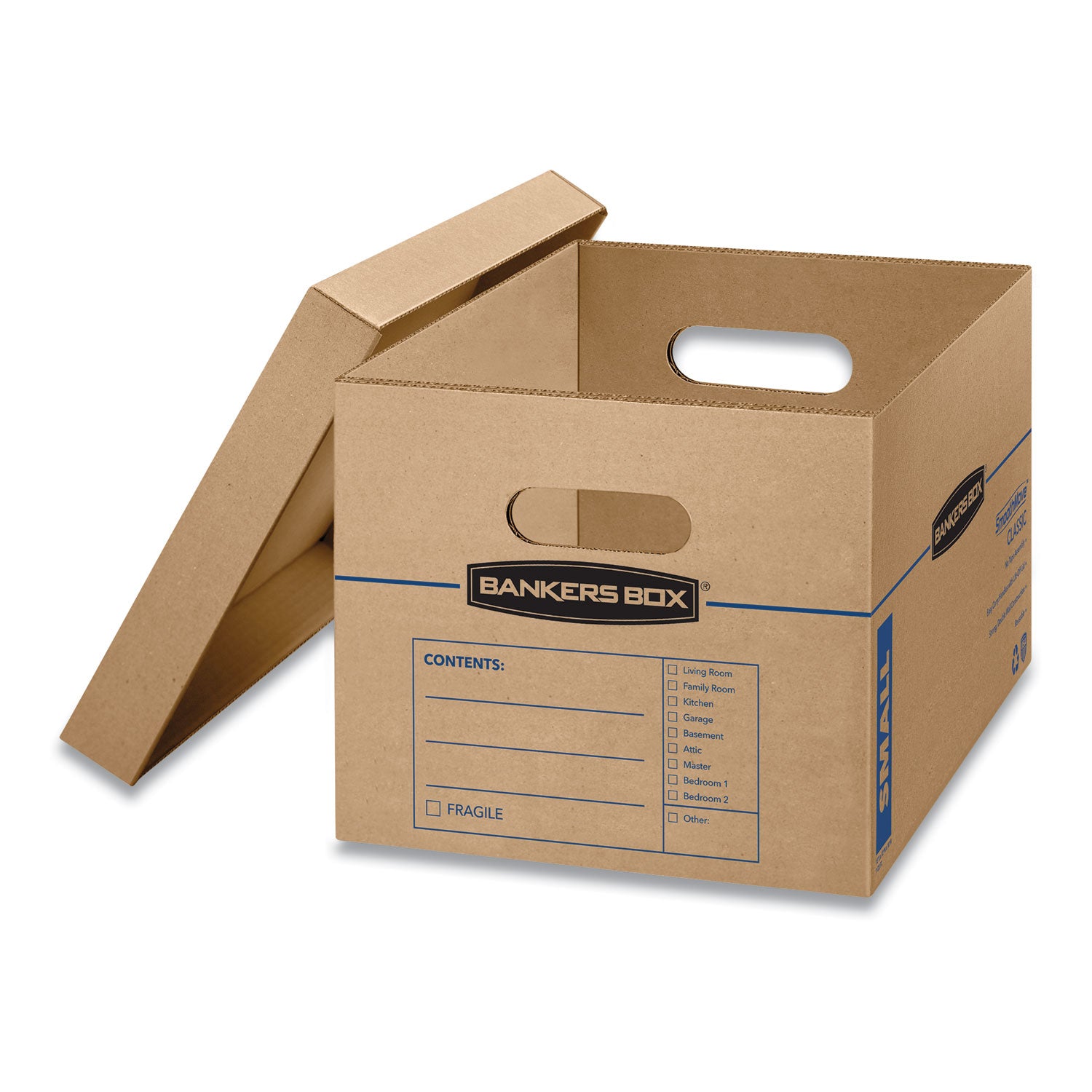 SmoothMove Classic Moving/Storage Boxes, Half Slotted Container (HSC), Small, 12" x 15" x 10", Brown/Blue, 15/Carton - 