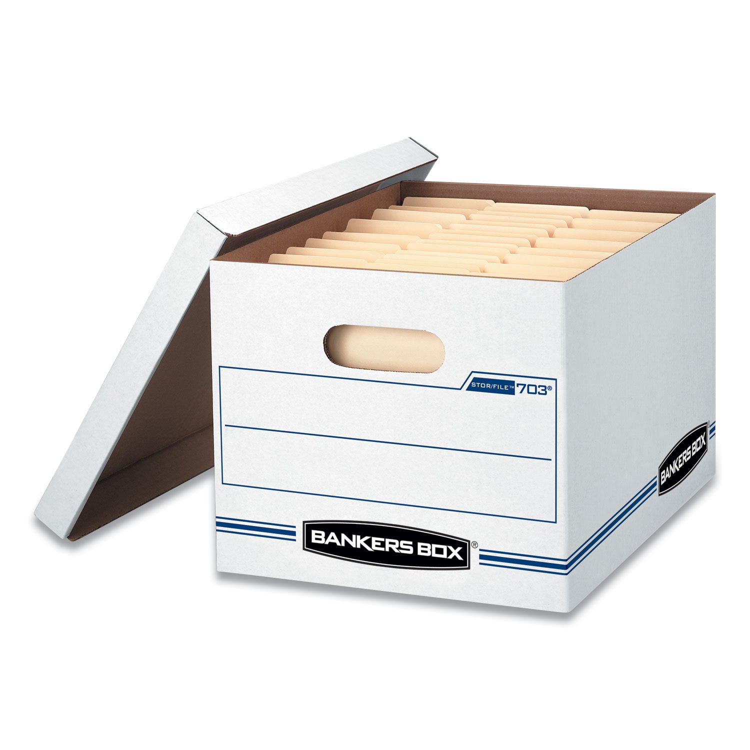 STOR/FILE Basic-Duty Storage Boxes, Letter/Legal Files, 12.5" x 16.25" x 10.5", White/Blue, 12/Carton - 