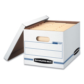 STOR/FILE Basic-Duty Storage Boxes, Letter/Legal Files, 12.5" x 16.25" x 10.5", White/Blue, 12/Carton - 