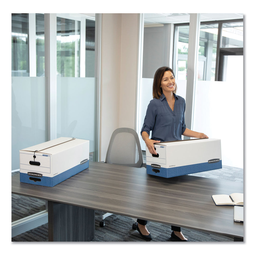 STOR/FILE Medium-Duty Strength Storage Boxes, Letter Files, 12.25" x 24.13" x 10.75", White/Blue, 12/Carton - 