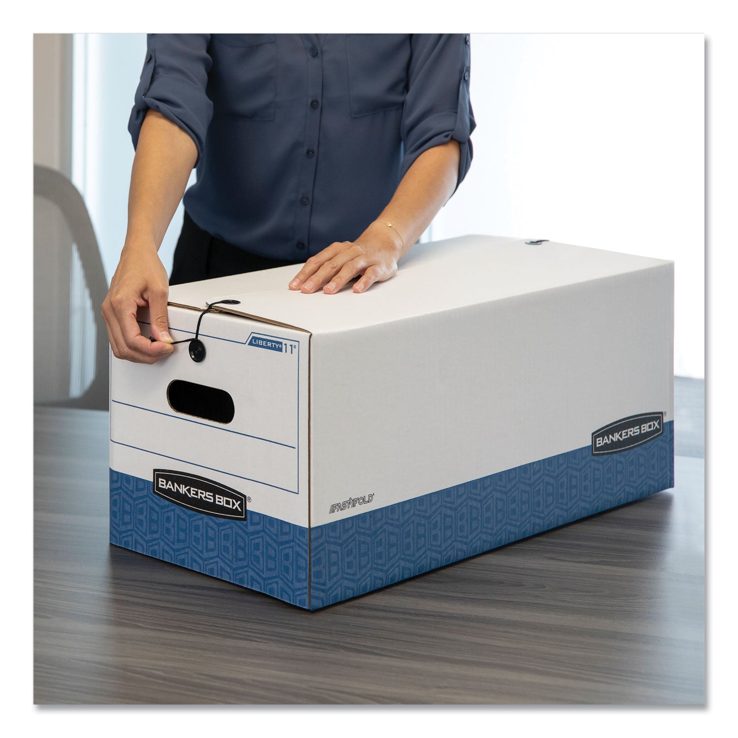 STOR/FILE Medium-Duty Strength Storage Boxes, Letter Files, 12.25" x 24.13" x 10.75", White/Blue, 12/Carton - 