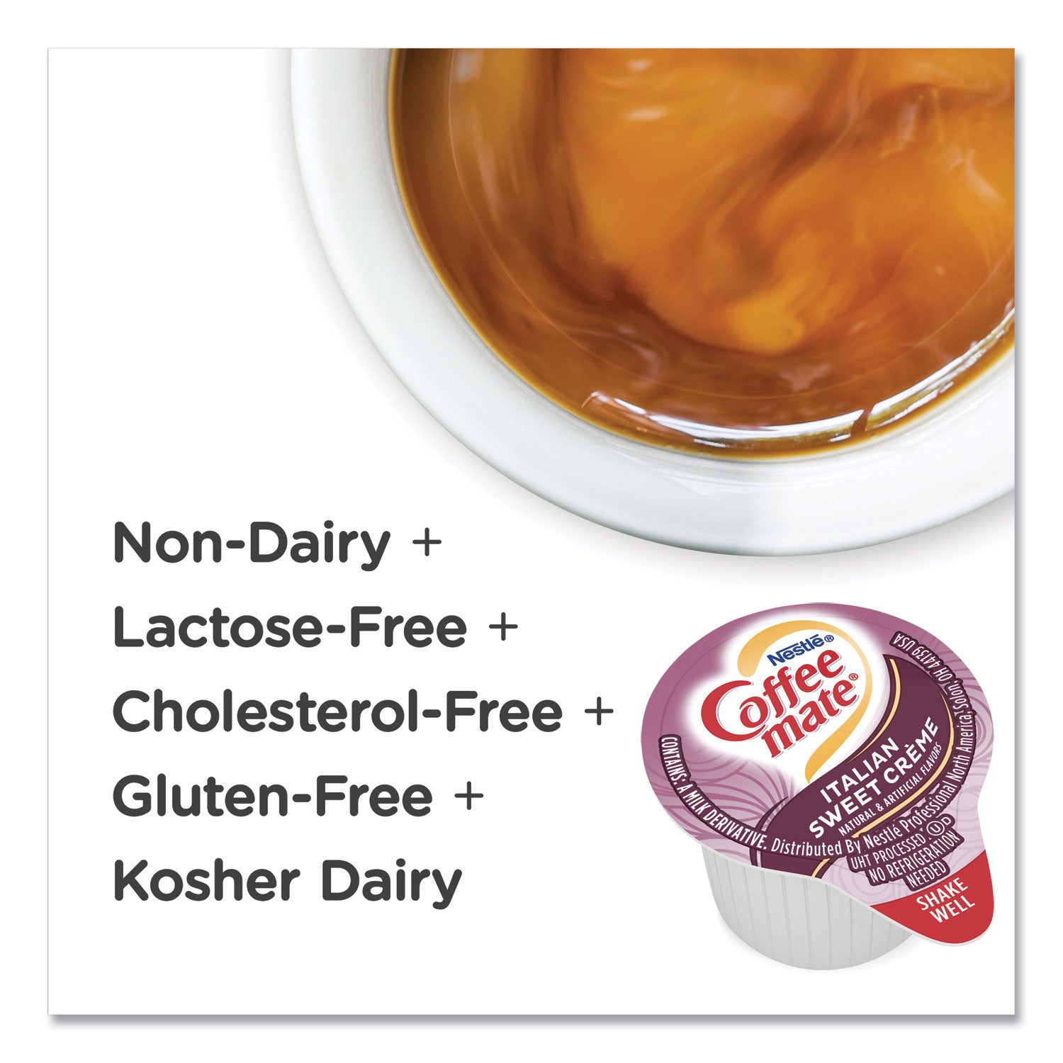 Liquid Coffee Creamer, Italian Sweet Creme, 0.38 oz Mini Cups, 50/Box - 