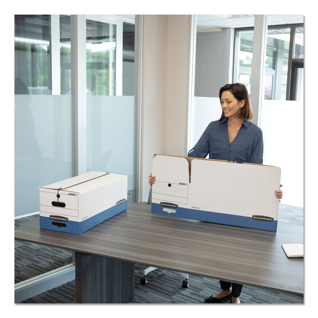 STOR/FILE Medium-Duty Strength Storage Boxes, Letter Files, 12.25" x 24.13" x 10.75", White/Blue, 12/Carton - 