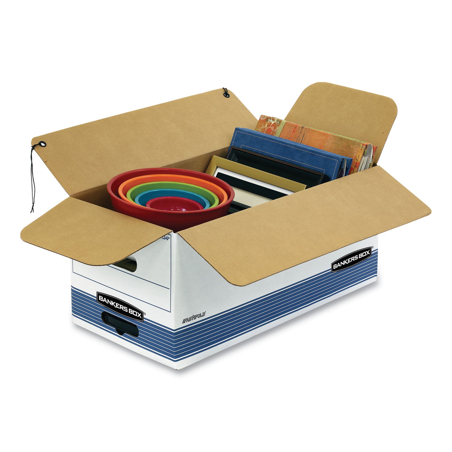 STOR/FILE Medium-Duty Strength Storage Boxes, Letter Files, 12.25" x 24.13" x 10.75", White/Blue, 4/Carton - 