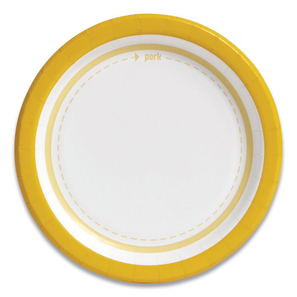 Everyday Paper Plates, 6" dia, White/Yellow, 125/Pack