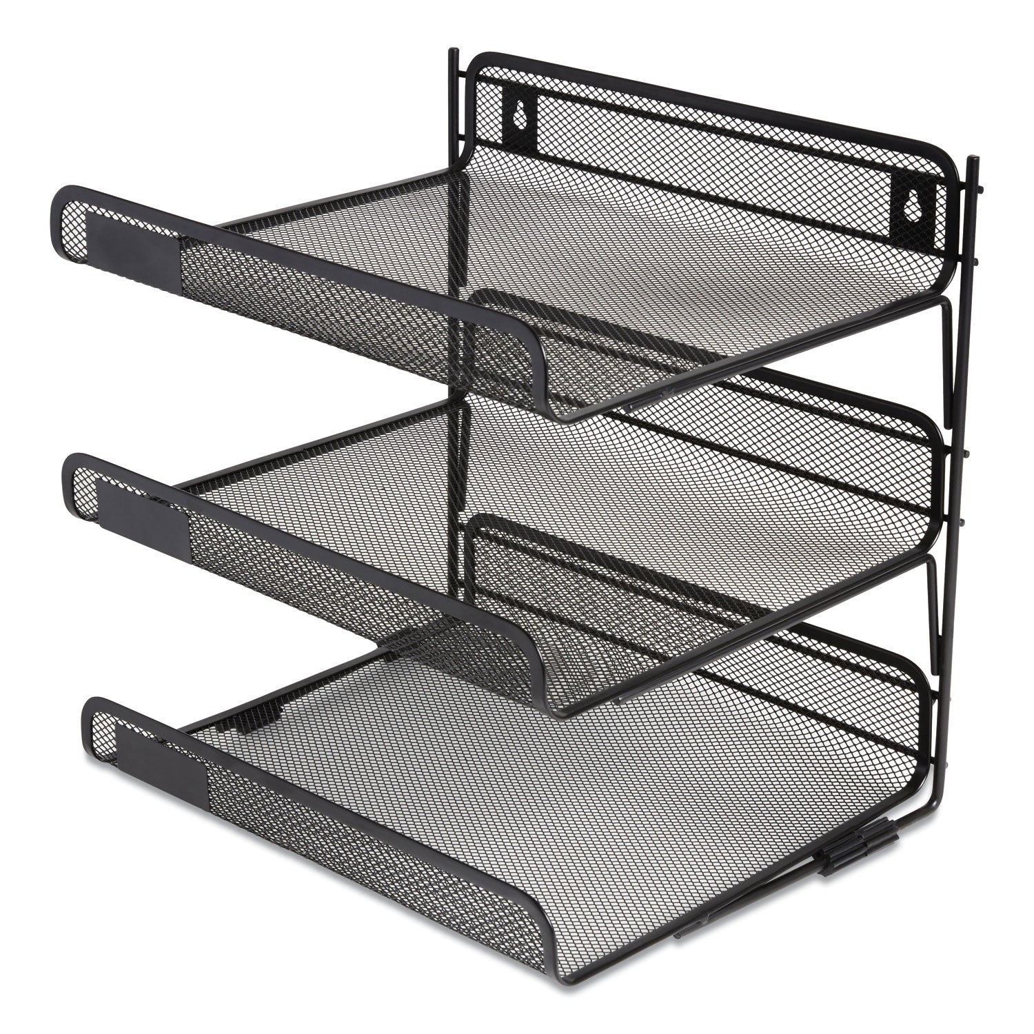Side-Load Open Design Wire Mesh Horizontal Document Organizer, 3 Sections, Letter-Size, 13.78 x 11.22 x 13.38, Matte Black