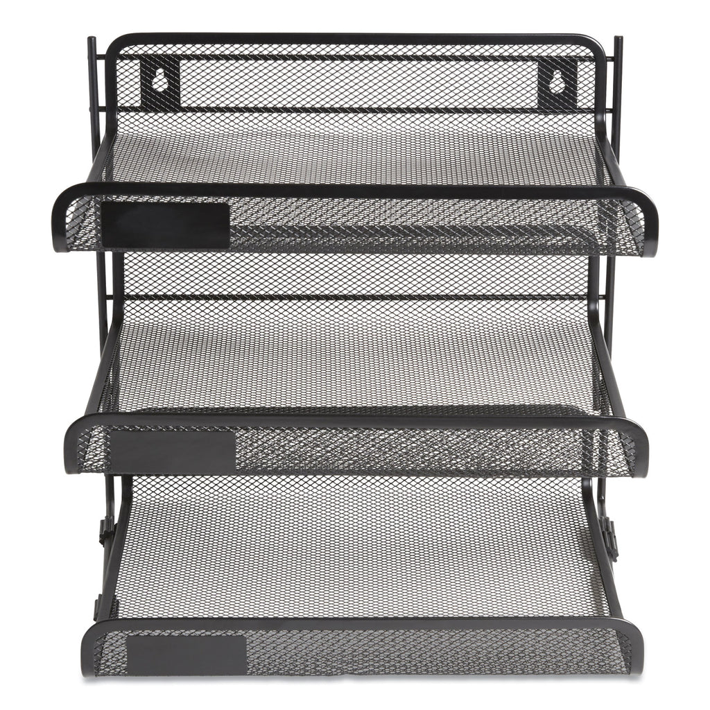 Side-Load Open Design Wire Mesh Horizontal Document Organizer, 3 Sections, Letter-Size, 13.78 x 11.22 x 13.38, Matte Black