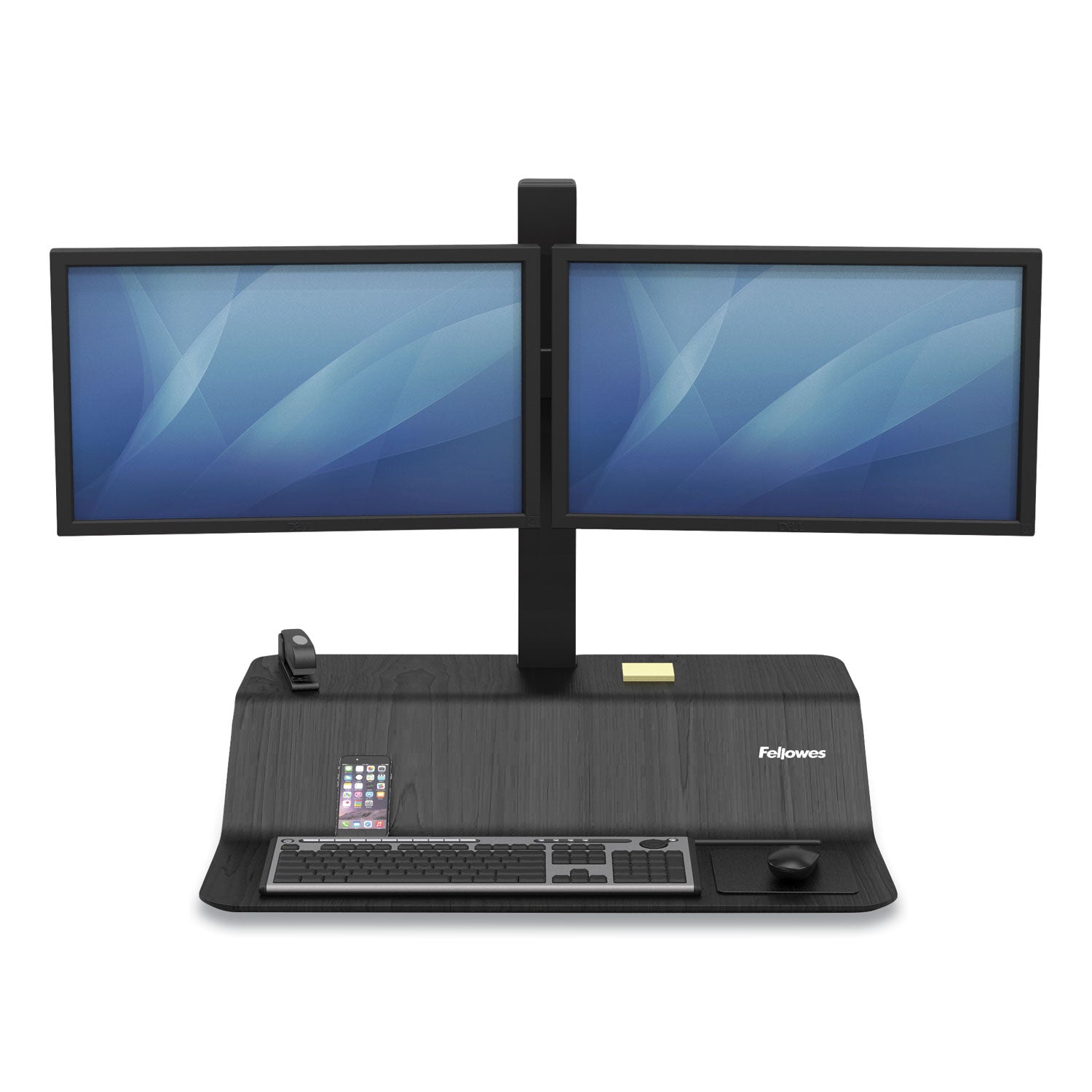 Lotus VE Sit-Stand Workstation - Dual, 29" x 28.5" x 42.5", Black