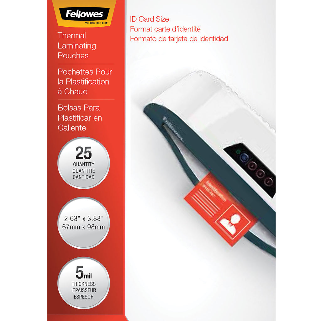 Laminating Pouches, 5 mil, 3.88" x 2.63", Gloss Clear, 25/Pack - 