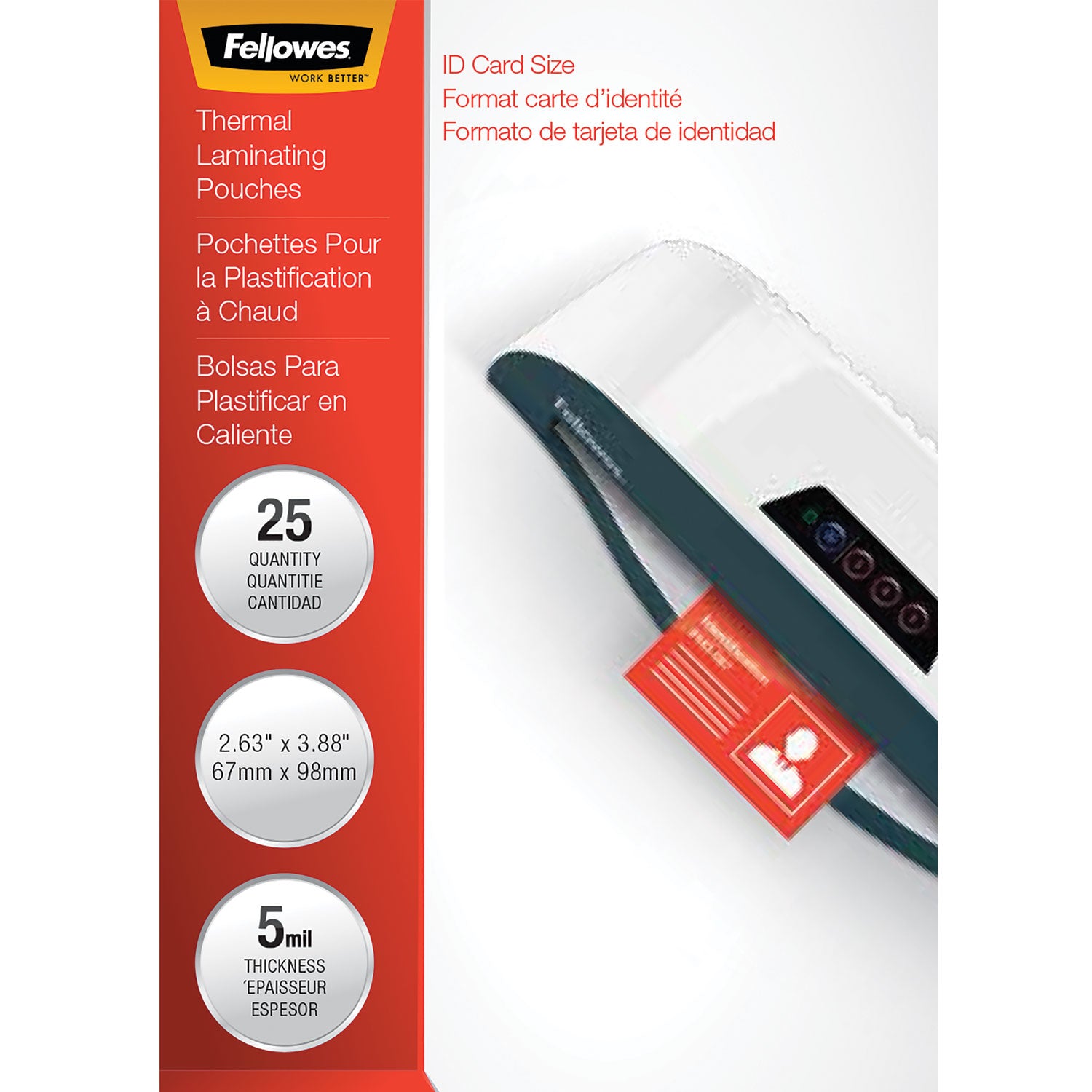 Laminating Pouches, 5 mil, 3.88" x 2.63", Gloss Clear, 25/Pack - 
