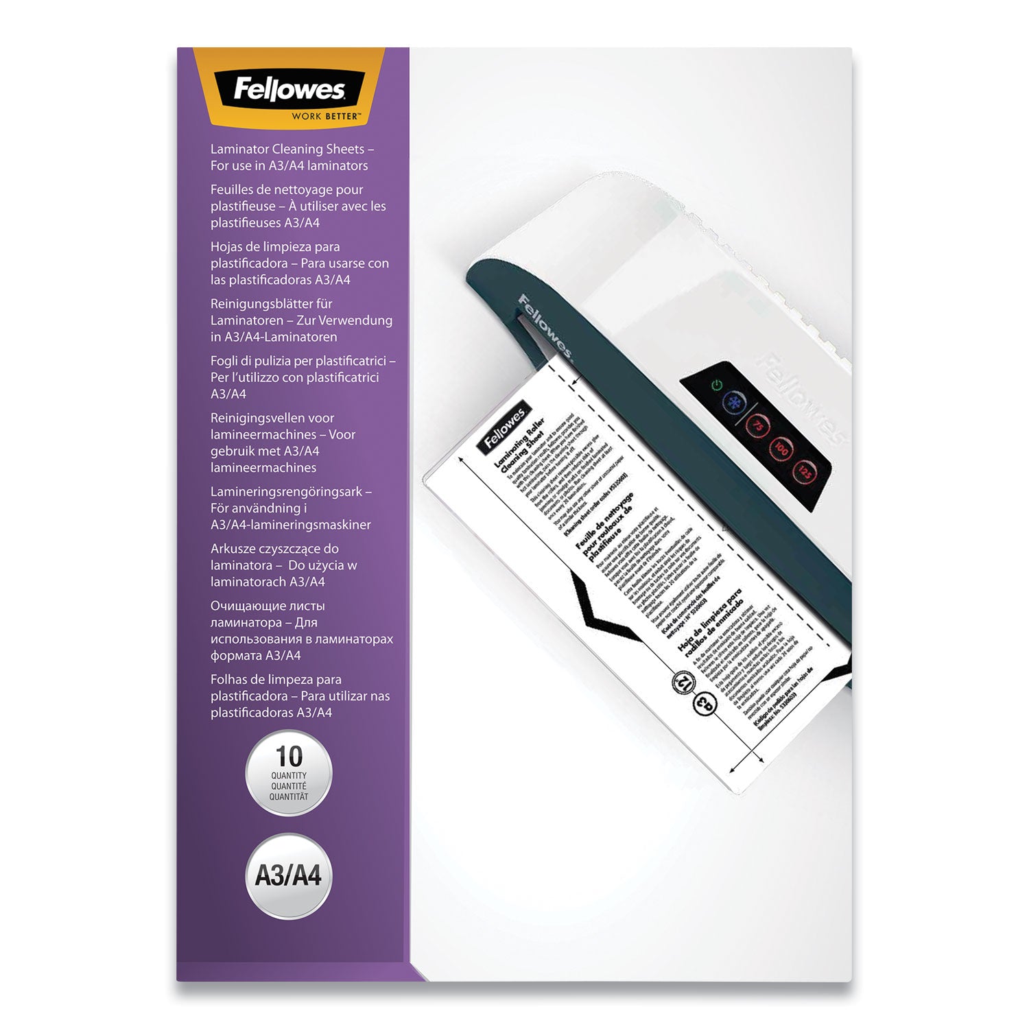 Laminator Cleaning Sheets, 3 to 10 mil, 8.5" x 11", White, 10/Pack - 