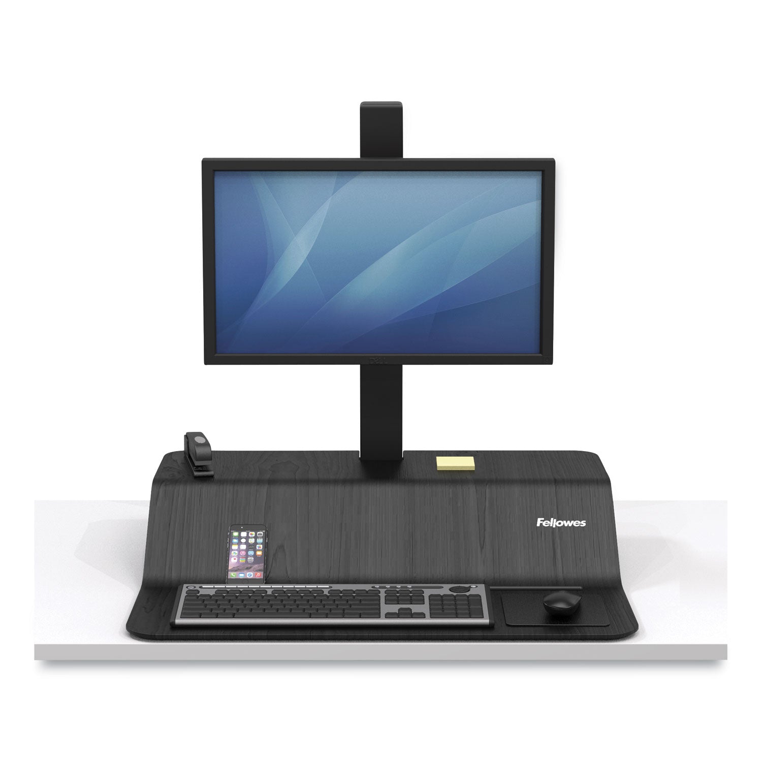 Lotus VE Sit-Stand Workstation, 29" x 28.5" x 27.5" to 42.5", Black