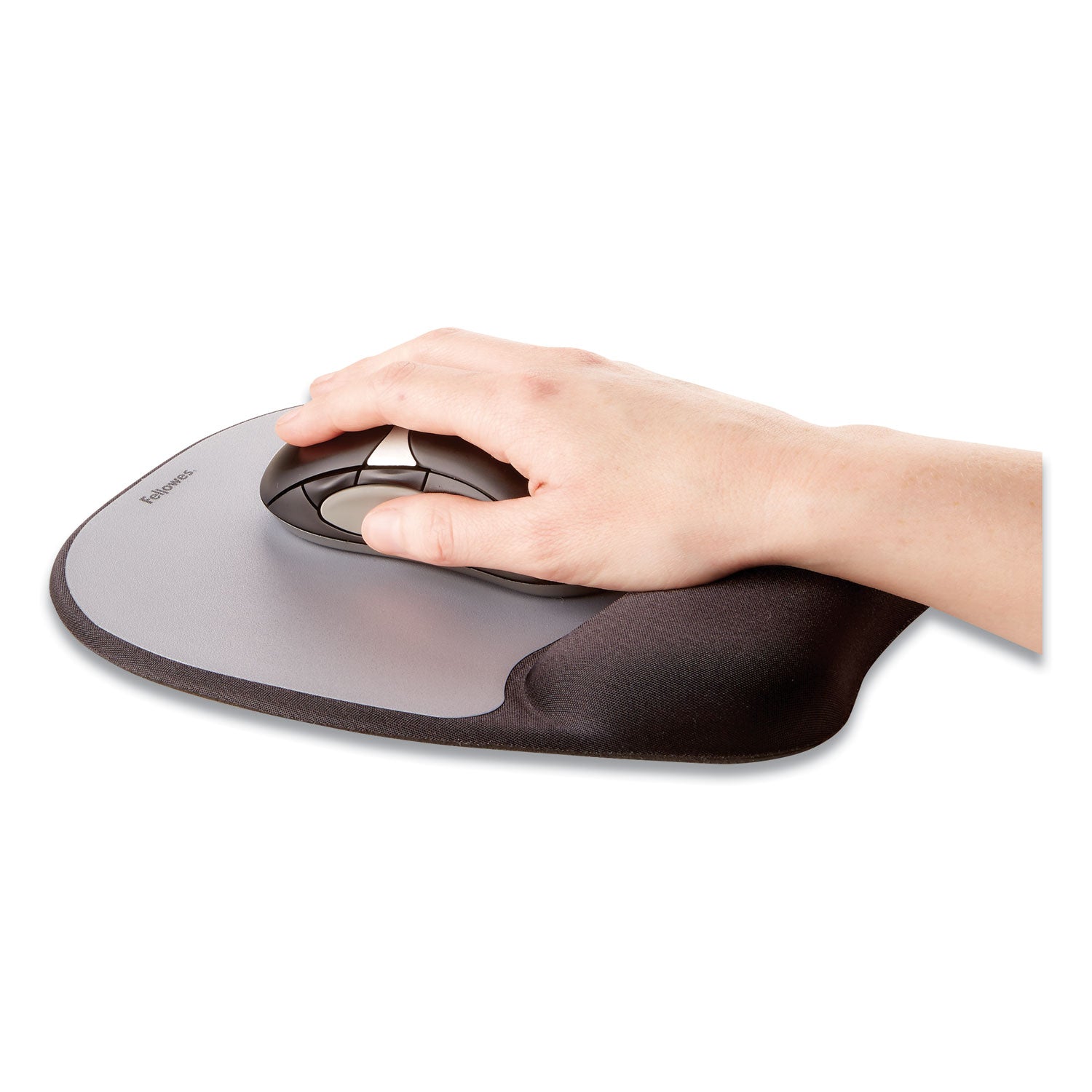 Memory Foam Mouse Pad with Wrist Rest, 7.93 x 9.25, Black/Silver - 