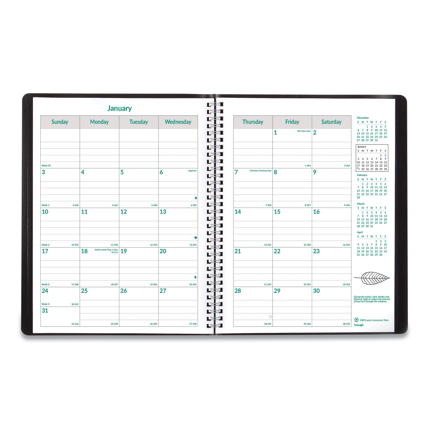 ecologix-recycled-monthly-planner-ecologix-artwork-11-x-85-black-cover-14-month-dec-to-jan-2023-to-2025_redcb435wblk - 2