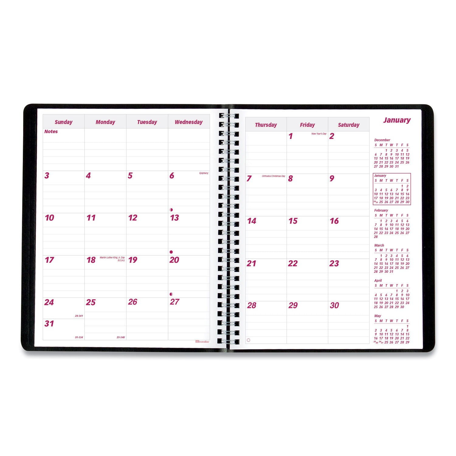 Essential Collection 14-Month Ruled Monthly Planner, 8.88 x 7.13, Black Cover, 14-Month (Dec to Jan): 2023 to 2025 - 