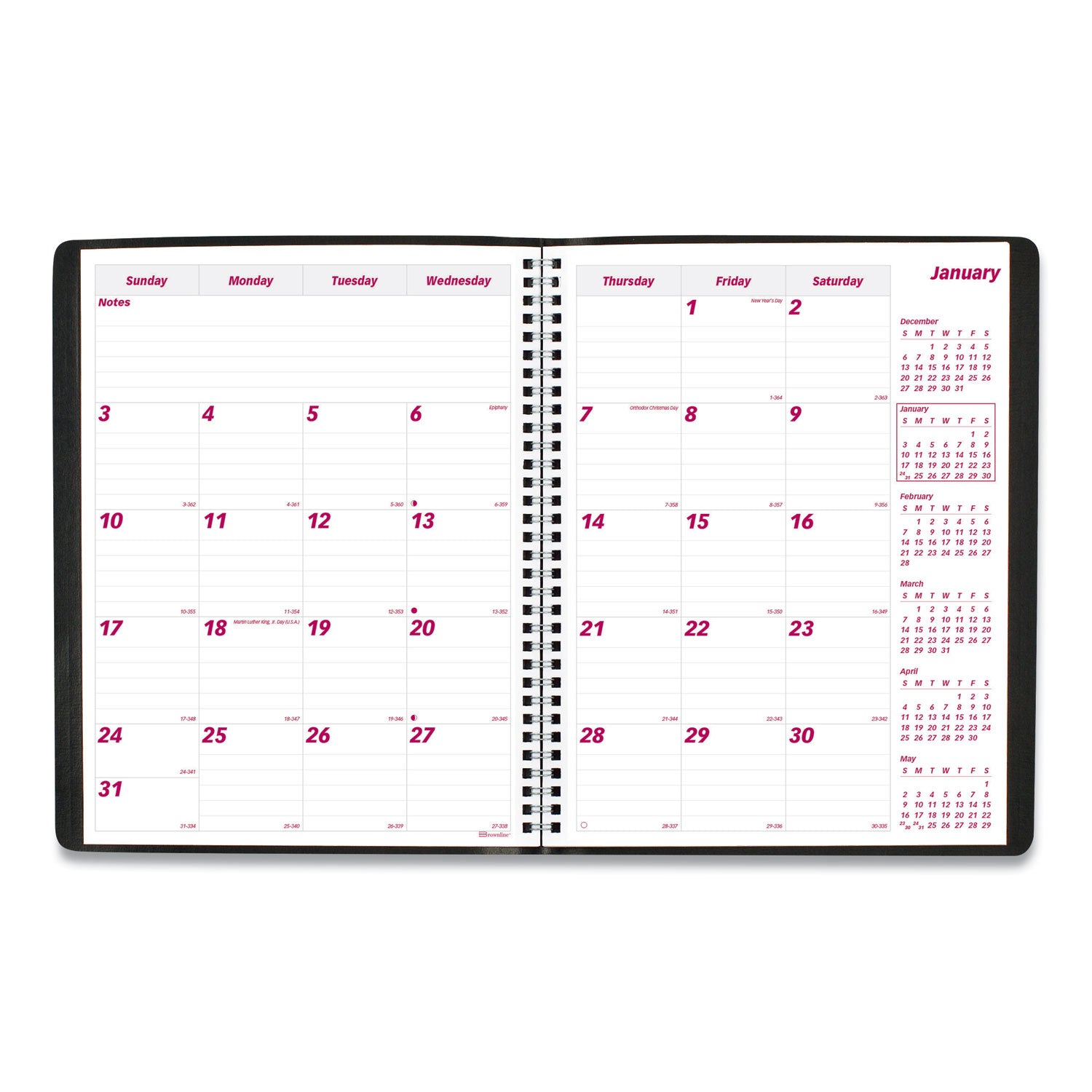 Essential Collection 14-Month Ruled Monthly Planner, 11 x 8.5, Black Cover, 14-Month (Dec to Jan): 2023 to 2025 - 