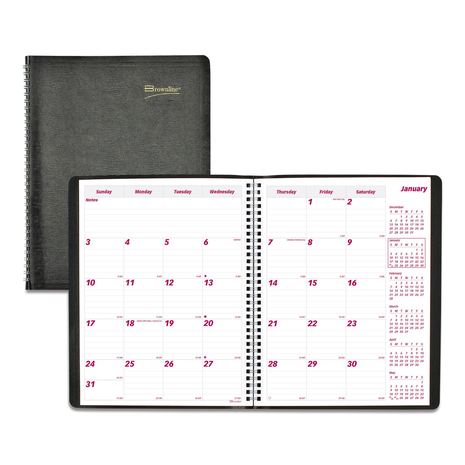 Essential Collection 14-Month Ruled Monthly Planner, 11 x 8.5, Black Cover, 14-Month (Dec to Jan): 2023 to 2025 - 