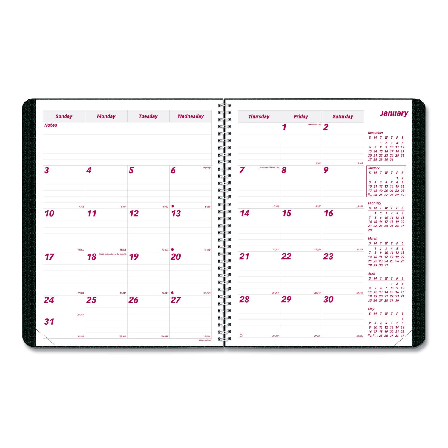 DuraFlex 14-Month Planner, 11 x 8.5, Black Cover, 14-Month (Dec to Jan): 2023 to 2025 - 